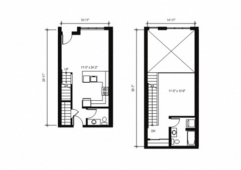 Stack House Apartments in Seattle, Washington 1x1.5 Loft Floor Plan